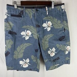 Gap Blue Palm‎ Tropical Floral Chino Shorts Mens Size 33 Pockets Cotton 9"